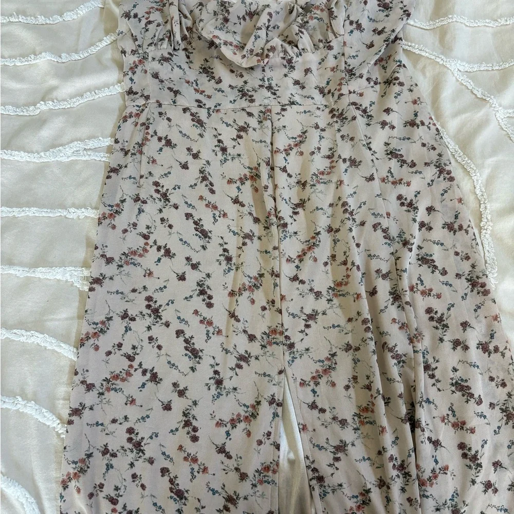 Nasty Gal Cream and Pink Midi Dress with Floral Print - Picture 5 of 5